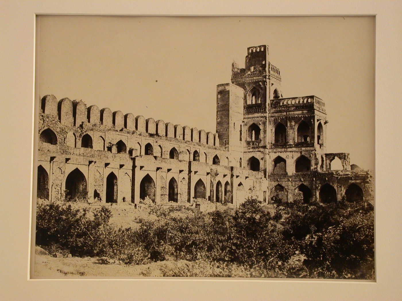 Partial view of the Sat Manzil Palace (also known as Sath Khundi Palace), Beejapore (now Bijapur), India