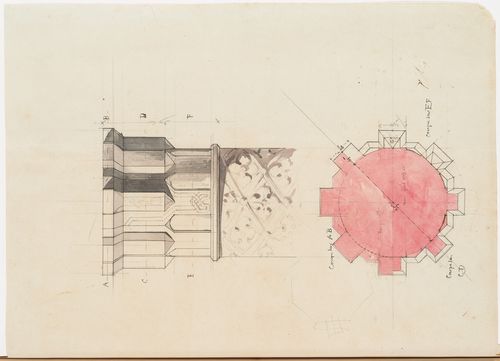 Hippodrome national, Paris [?]: Plan and detail for a column