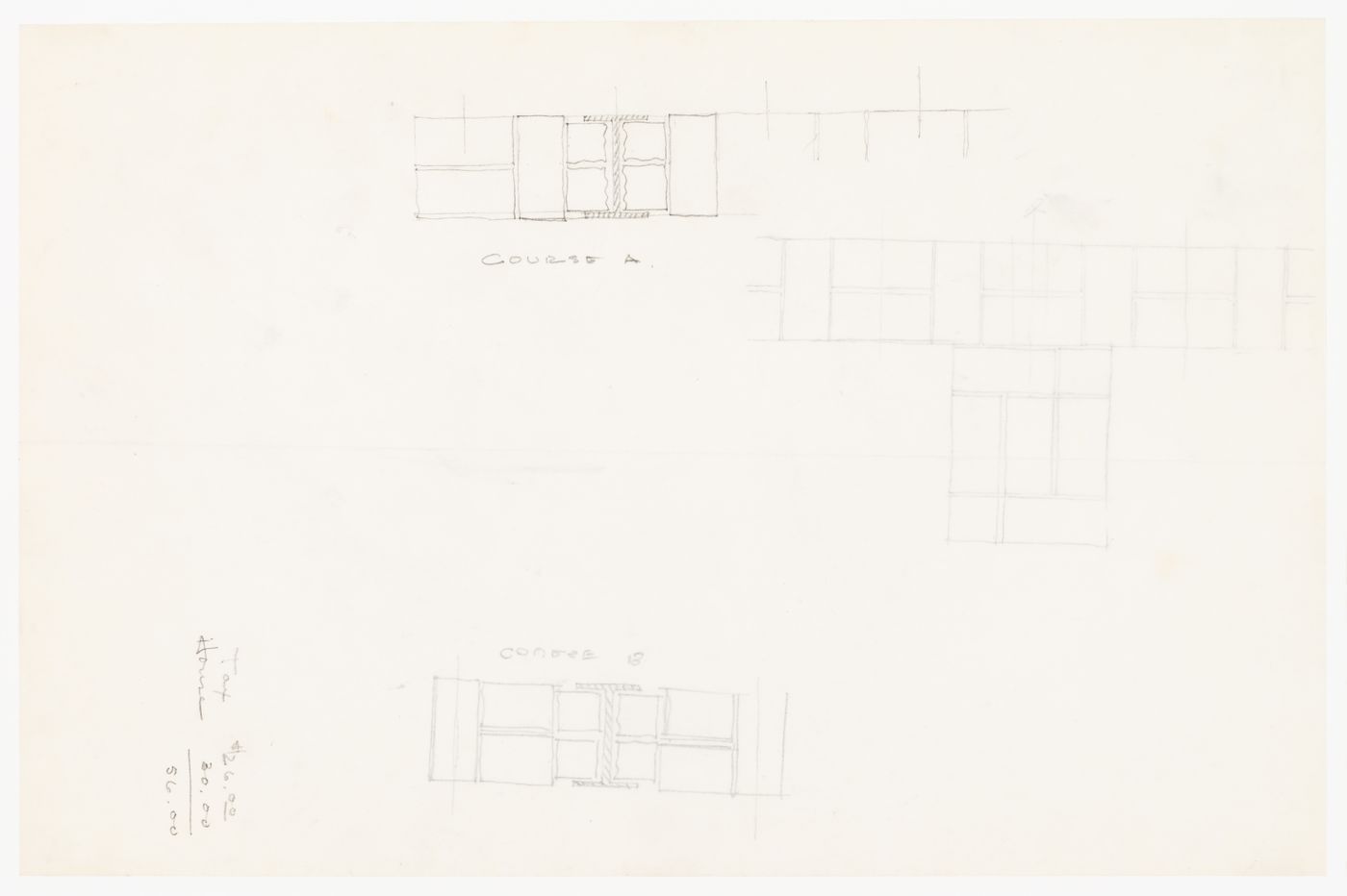 Sketch sections for brick coursing and I-beam and sketch section for brick coursing for the Metallurgy Building, Illinois Institute of Technology, Chicago