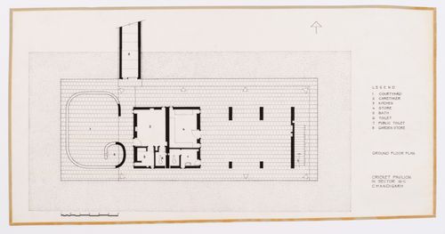 Ground floor plan for the Cricket Pavilion, Sector 16-C, in Chandigarh, India