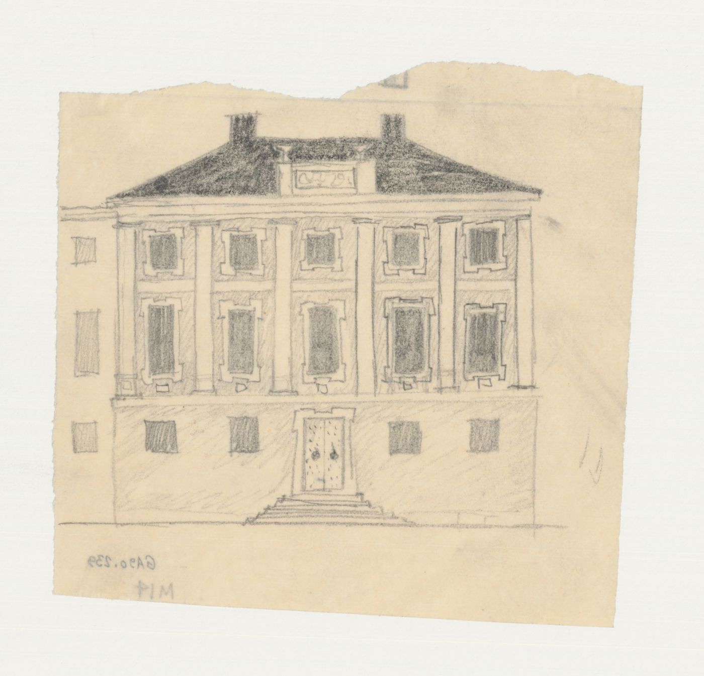 Sketch elevation for the principal façade for the 1918-1925 design for the Göteburgs rådhusets tillbyggnad [courthouse annex], Göteborg, Sweden