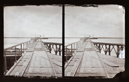 Stereograph of (possibly) Wilmington Harbor, California, United States of America