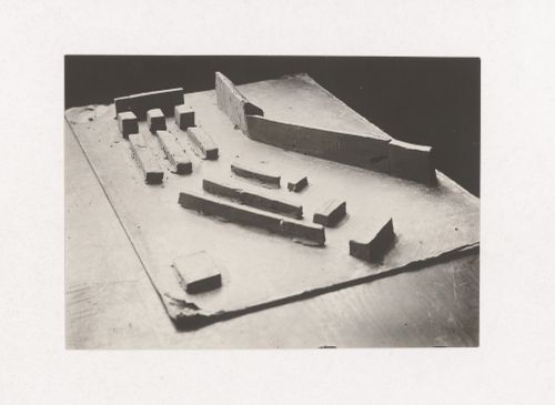 Photograph of a student model on the topic "Rhythm and Space. Composition "City Block"" for the "Space" course at the Vkhutein (Moscow Higher Technical Institute), Moscow