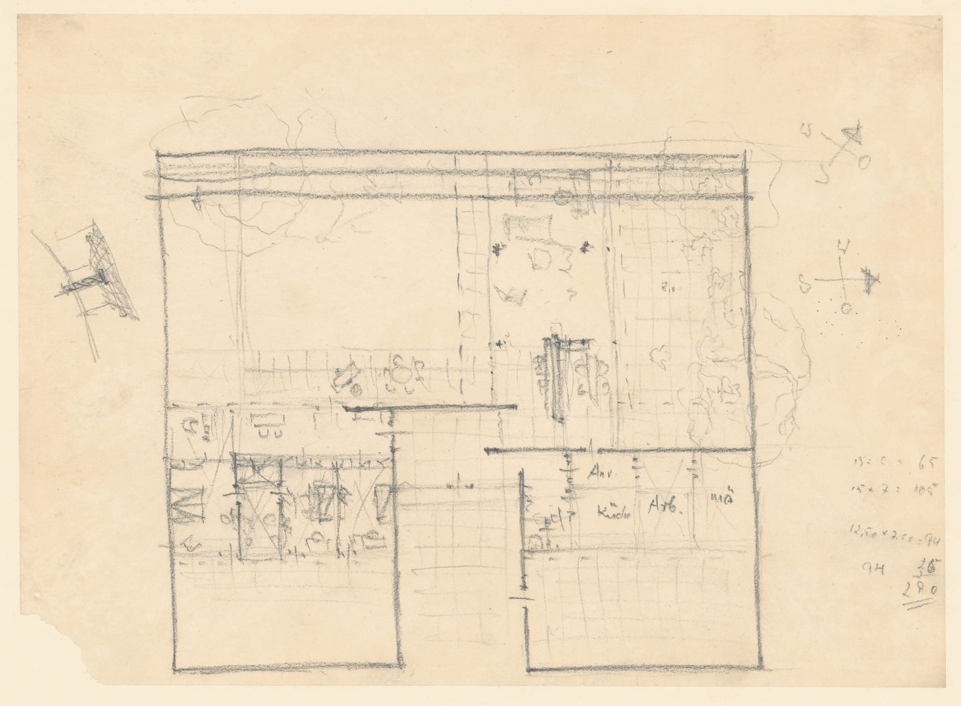 Plan for a Court House with perspective sketch for the interior