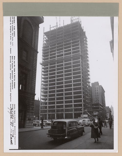 Seagram building under construction, 375 Park avenue, New York, N.Y., east view