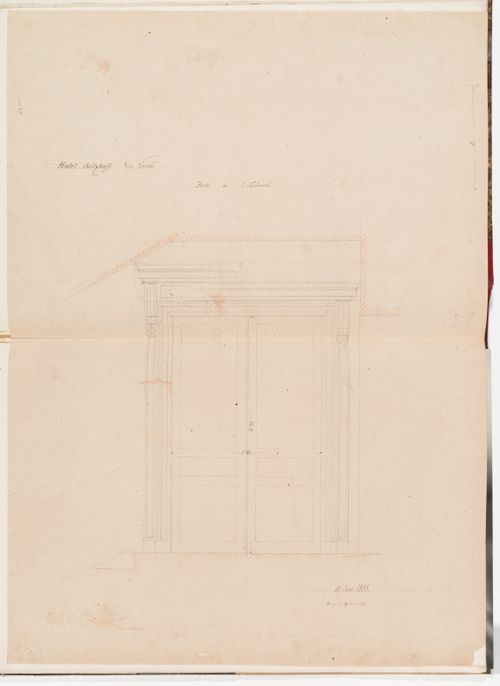 Elevation with moulding profiles for the door on the "entresol" of the grand staircase, Hôtel Soltykoff