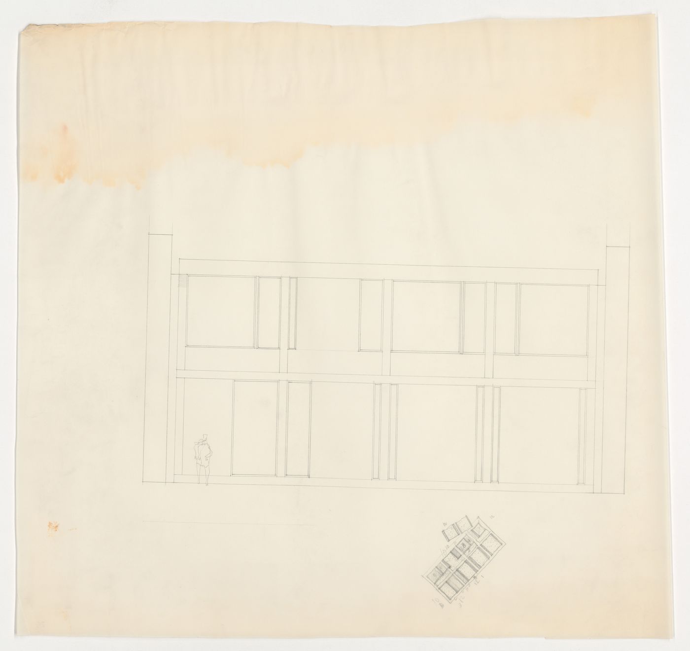 Elevation with sketch plan for Piano Houses
