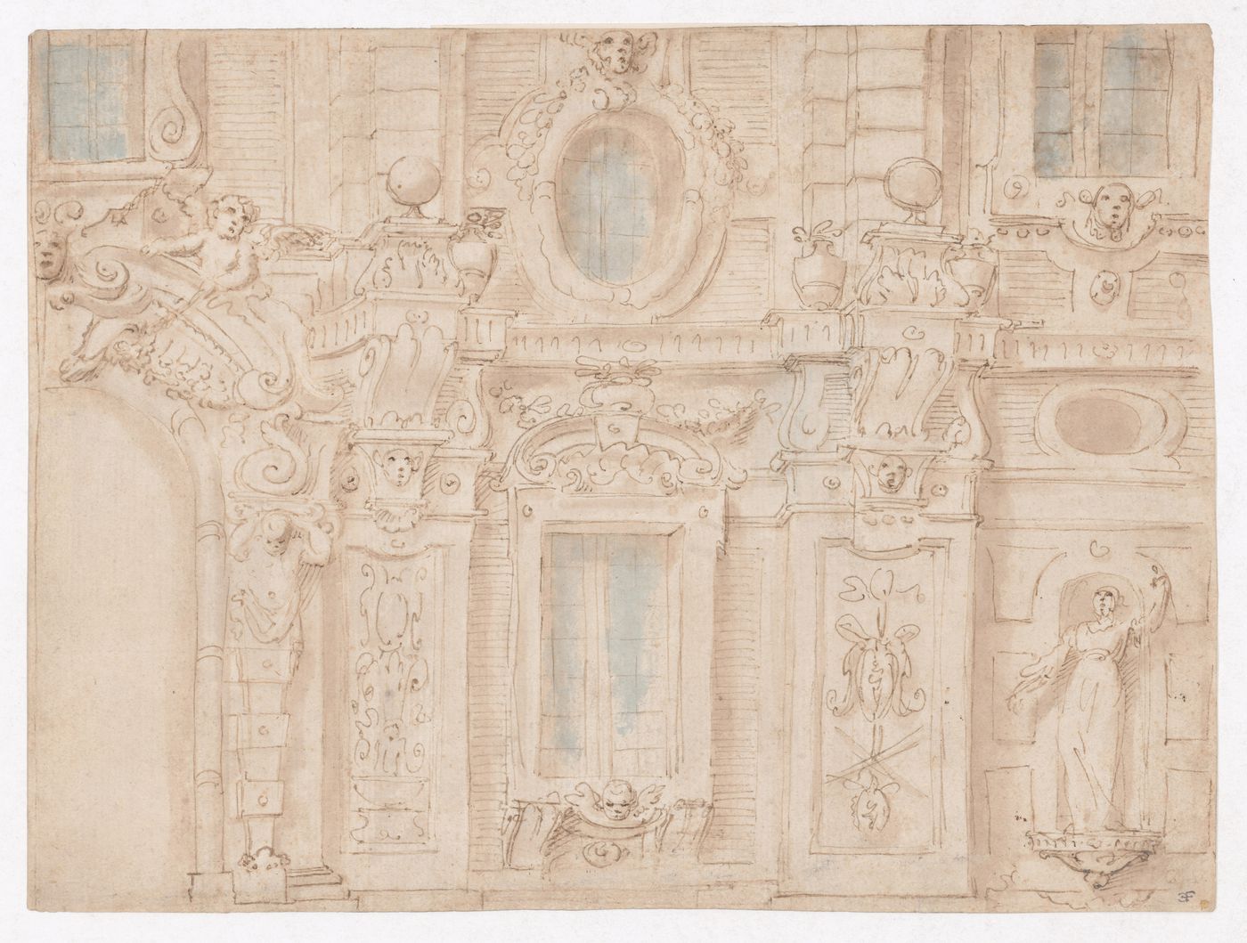 Représentation partielle de la façade d'un palais