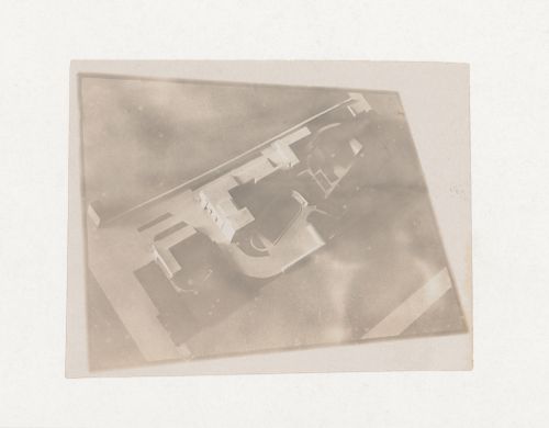 Photograph of a student model on the topic "Voluminous Composition. Major Public Building (View from a Highway) as a Voluminous Composition" for an unidentified course at the Vkhutein (Moscow Higher Technical Institute), Moscow