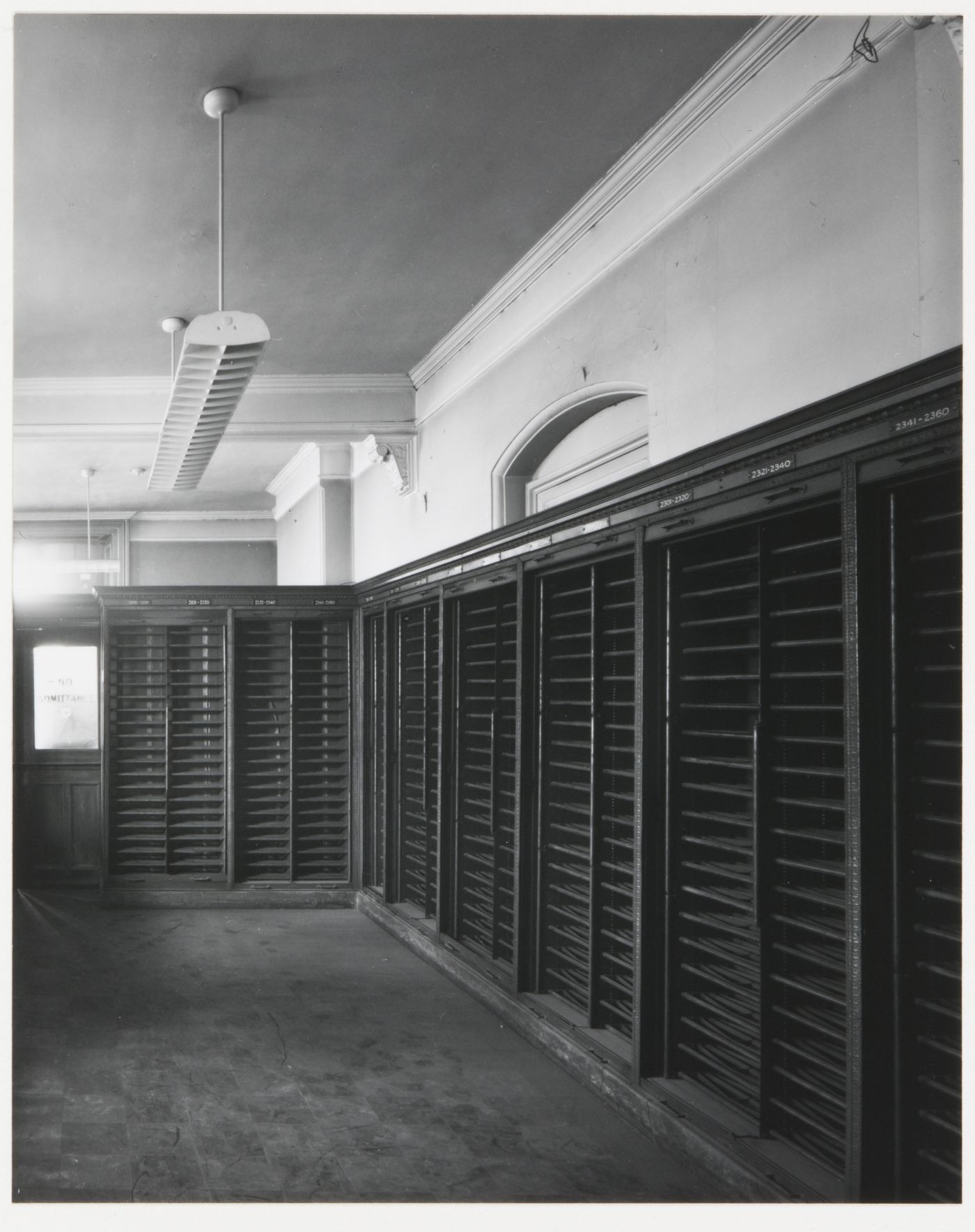 View of roller files, city clerk's office, second floor, Old City Hall, Boston, Massachusetts, United States