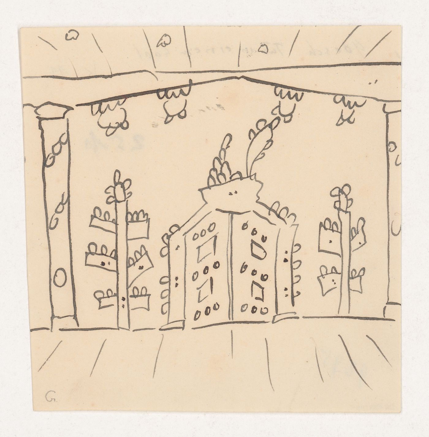 Visionary design for a doorway and part of a room