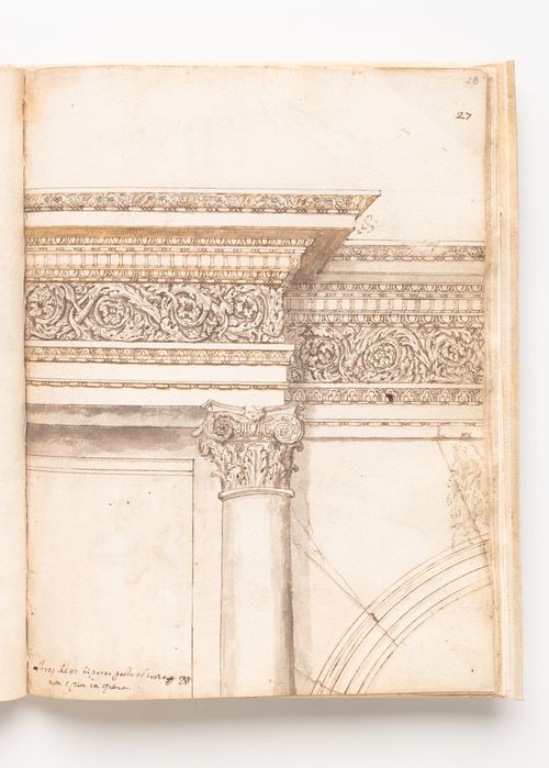Detail of the Arch of Portugal (Arco di Portogallo, now demolished), Rome; verso: Skeleton of a frog and skeleton of a fish