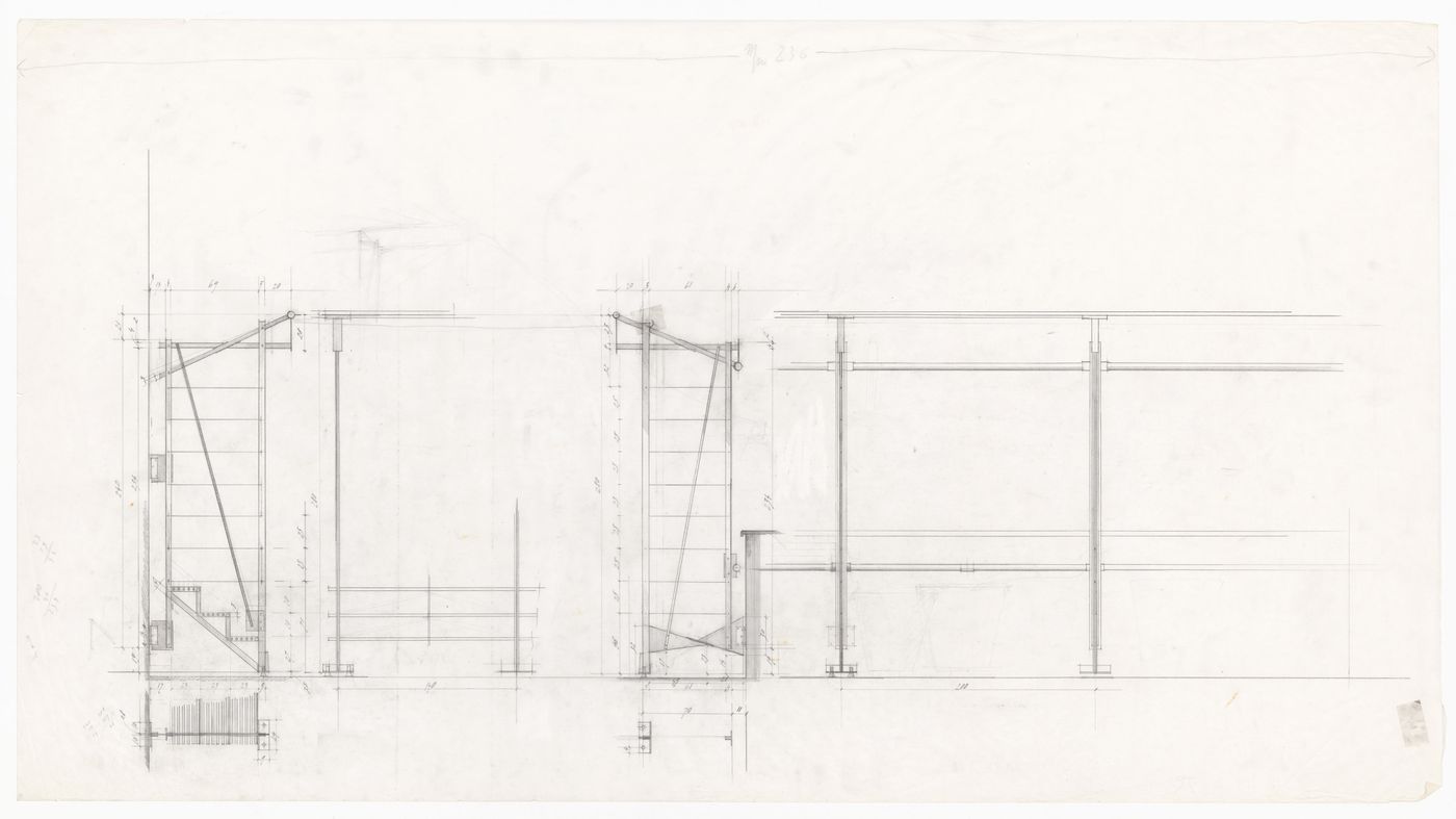 Sections and details for Casa Insinga, Milan, Italy