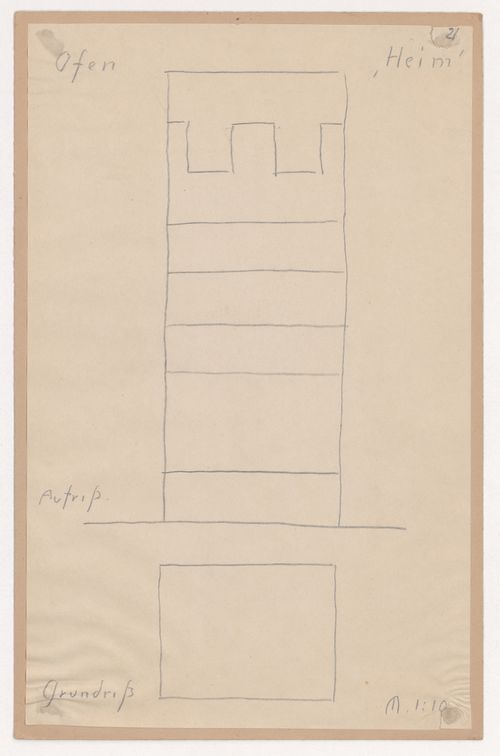 Elevation and plan for a tiled stove