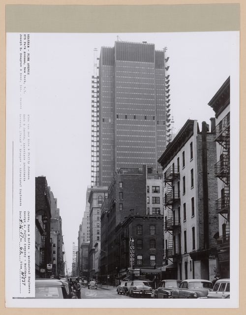 Seagram building under construction, 375 Park avenue, New York, N.Y., west view