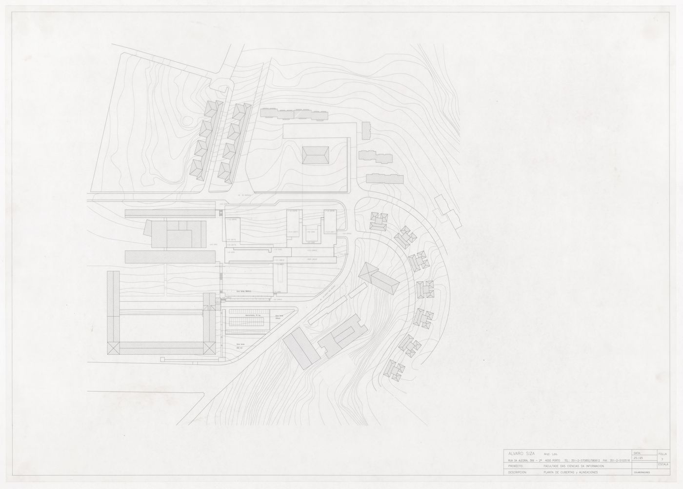 Roof plan and alignments for Faculdade de Ciências da Informação, Santiago de Compostela, Spain