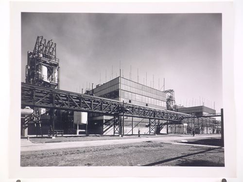 View of the principal [?] façade of the Polymerization Building, B.F. Goodrich Company Geon Plant, Louisville, Kentucky