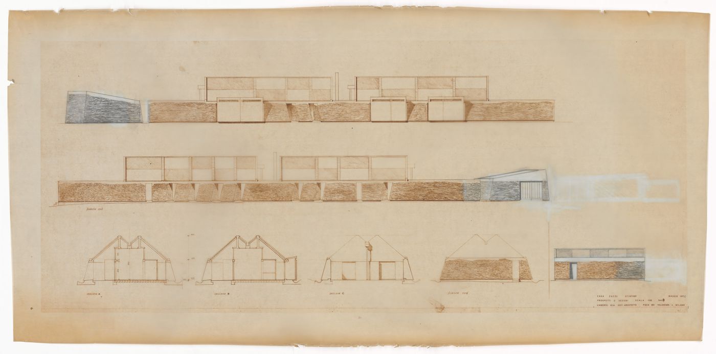 Sections and elevations for Case Zazzu, Stintino, Italy