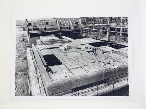 View of construction of roof panels for power station, United Kingdom