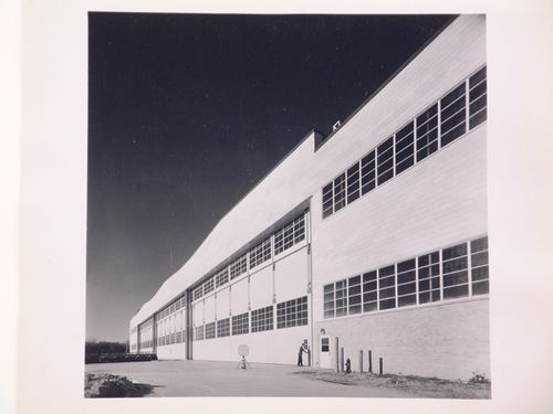 View of the north façade of the west end of the Manufacturing Building, Higgins Aircraft Corporation Airplane Assembly Plant, New Orleans, Louisiana