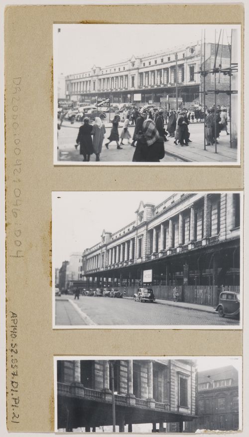 Three views of a building under restoration, Liverpool?, England