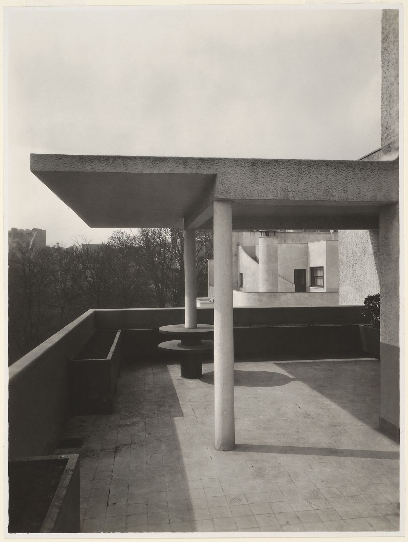 Detail of porch, house in the Rue Mallet-Stevens, Auteuil, Paris, France