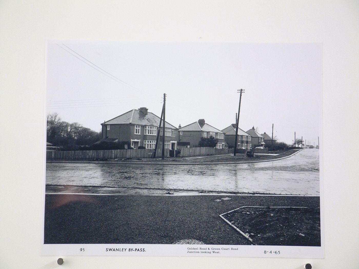 View of Goldsel Road and Green Court Road junction looking west, during construction of the Swanley Bypass, England