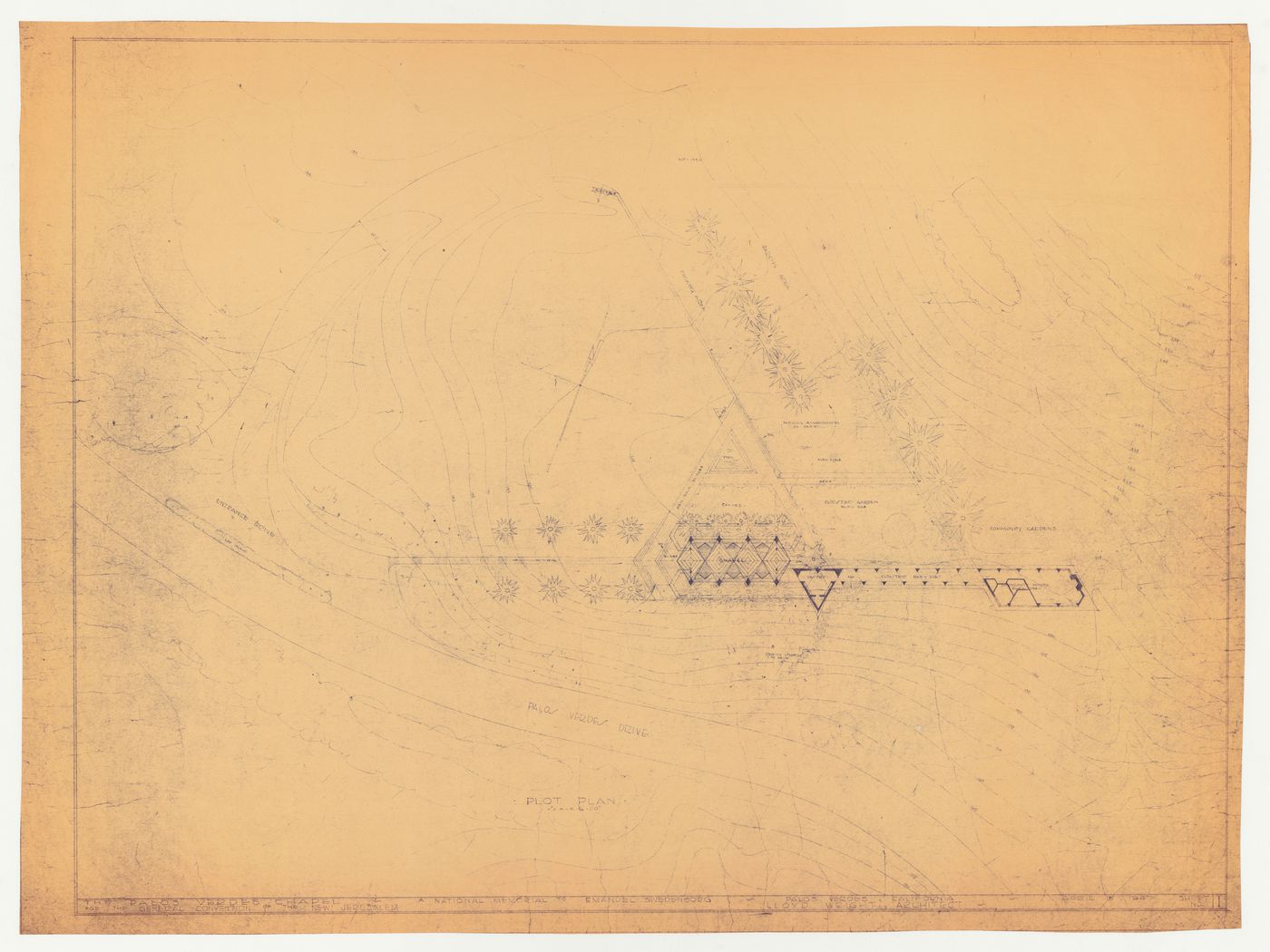 Wayfarers' Chapel, Palos Verdes, California: Site plan