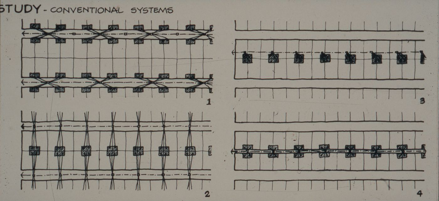 Plans possibly showing conventional sewage systems for the Aranya Housing Project, Indore, India
