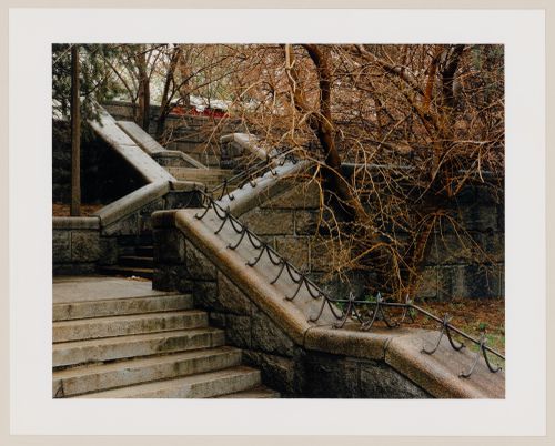 Viewing Olmsted: View of Detail of steps leading to the terraces, North End Park, Copps Hill Terraces, Boston, Massachusetts