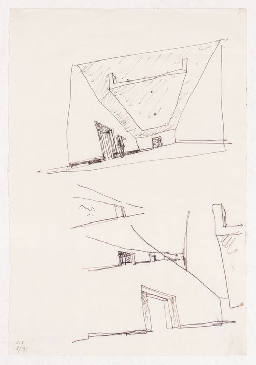 Sketch interior perspectives for Centro Galego de Arte Contemporânea, Santiago de Compostela, Spain