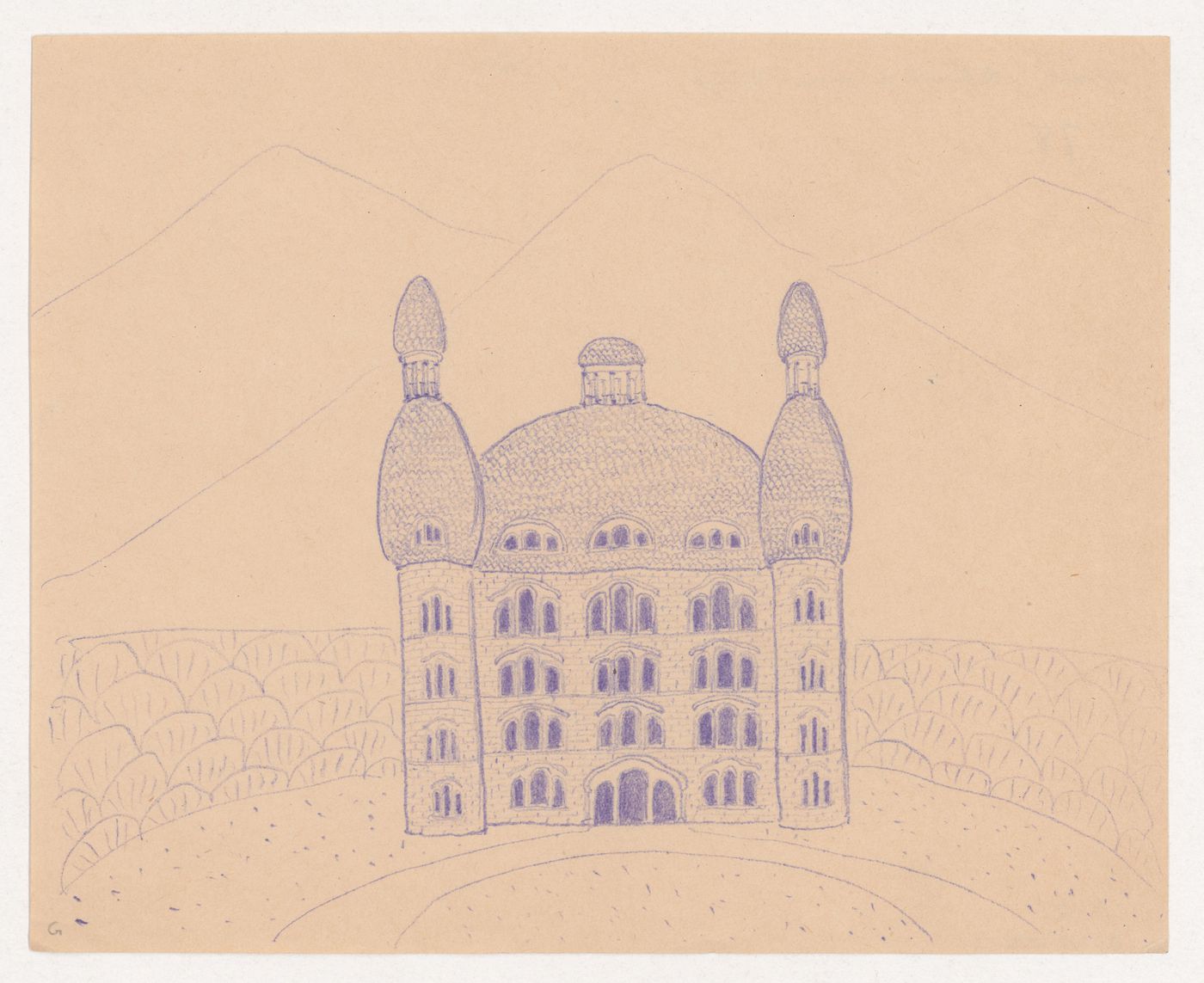 Front elevation of a project for a castle