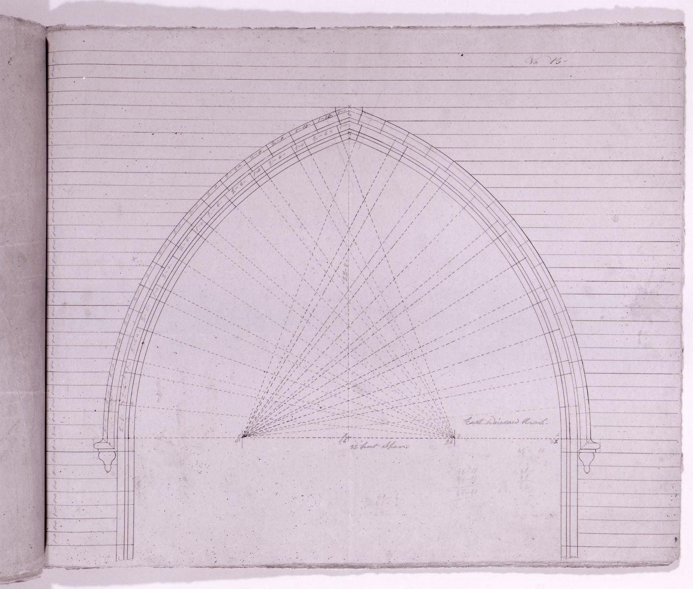 Elevation for masonry mouldings for the tower windows for Notre-Dame de Montréal