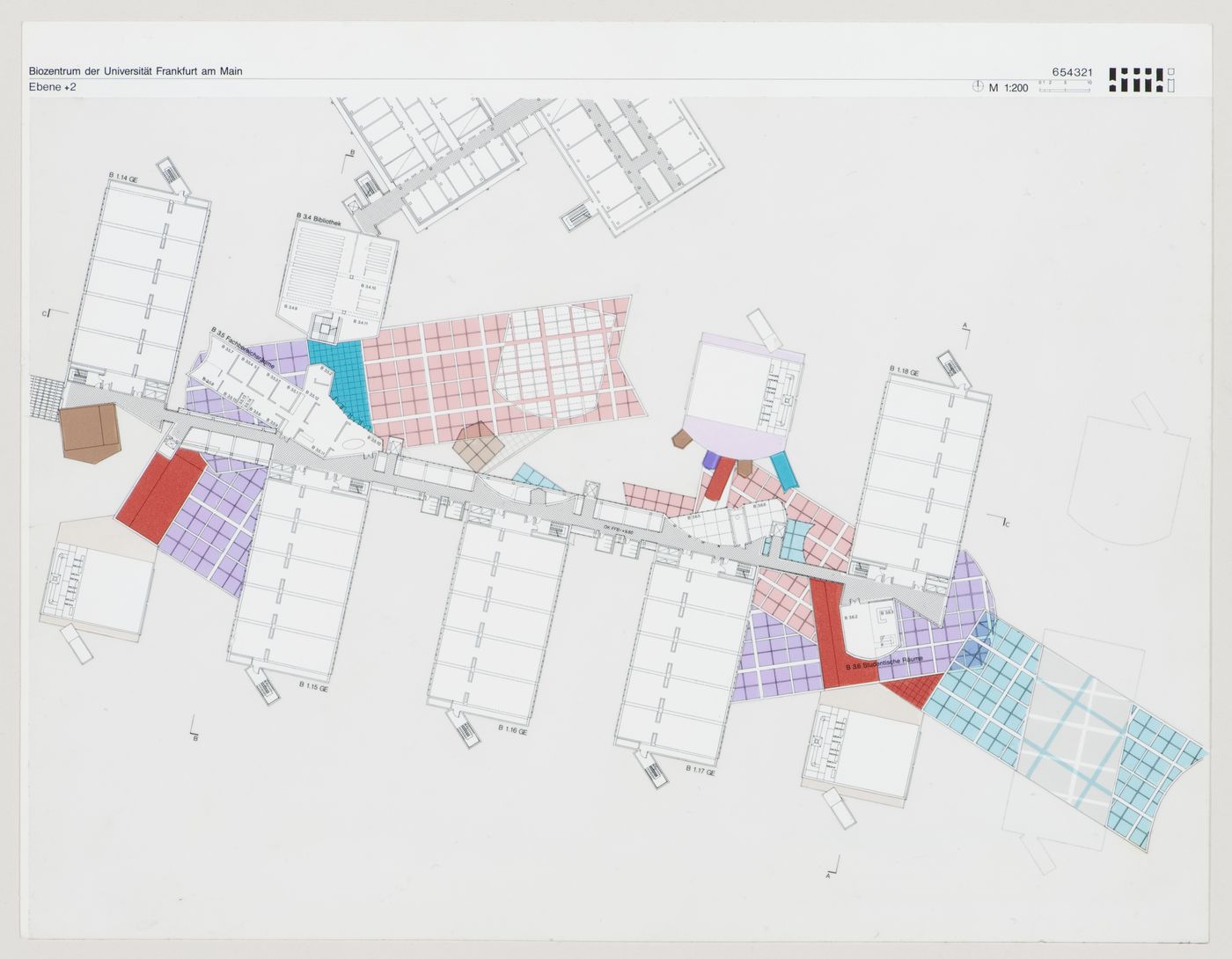 Plan of second level, Biozentrum - Biology Center for the J.W. Goethe University, Frankfurt am Main, Germany