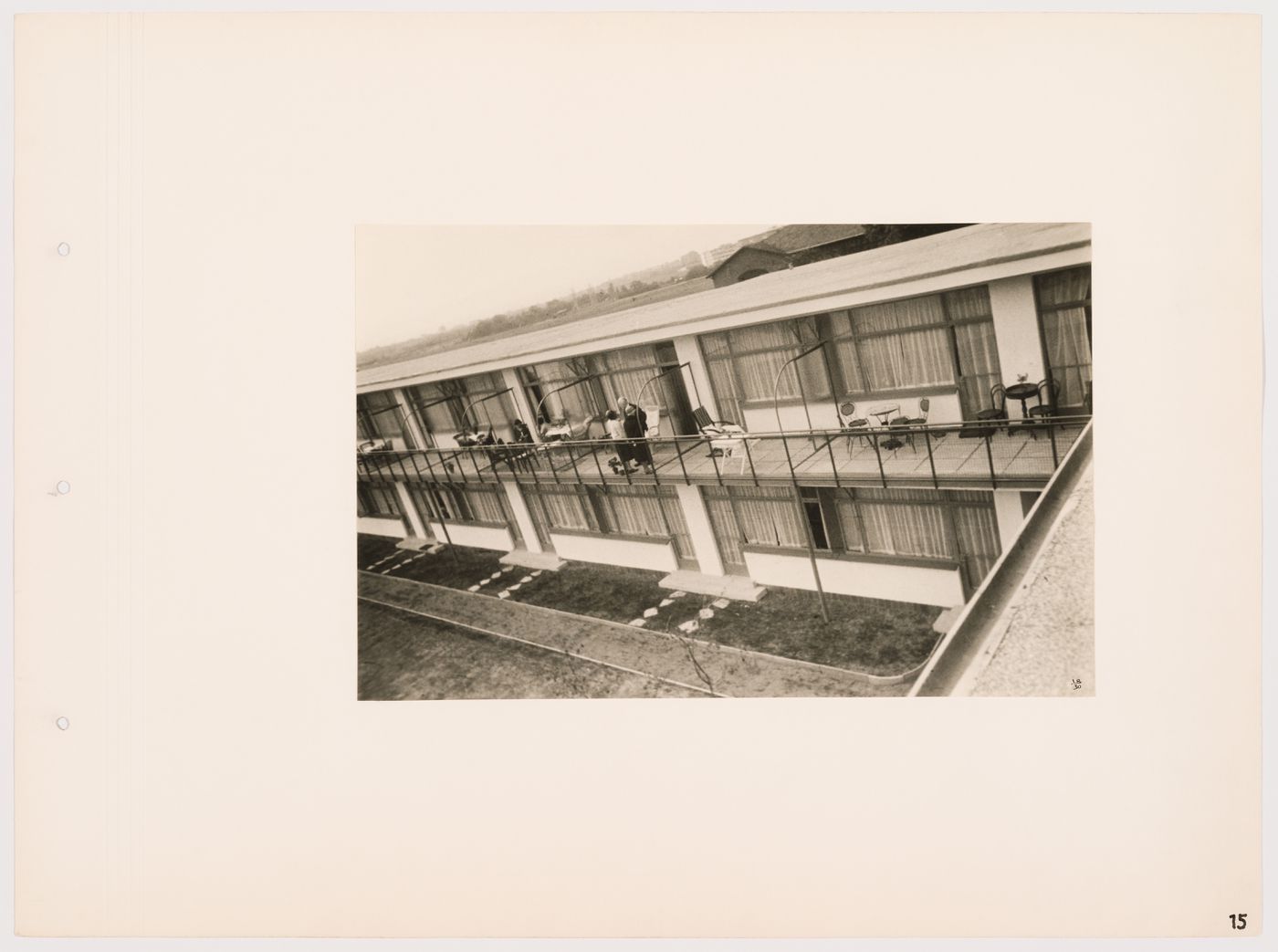 View of the Budge Foundation Old People's Home showing residents on the balconies, Frankfurt am Main, Germany