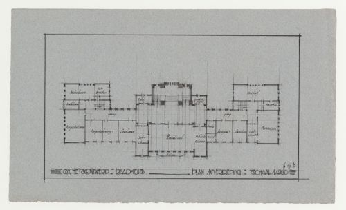 Student drawing showing the first floor plan for a town hall, Technische Hogeschool Delft, Netherlands