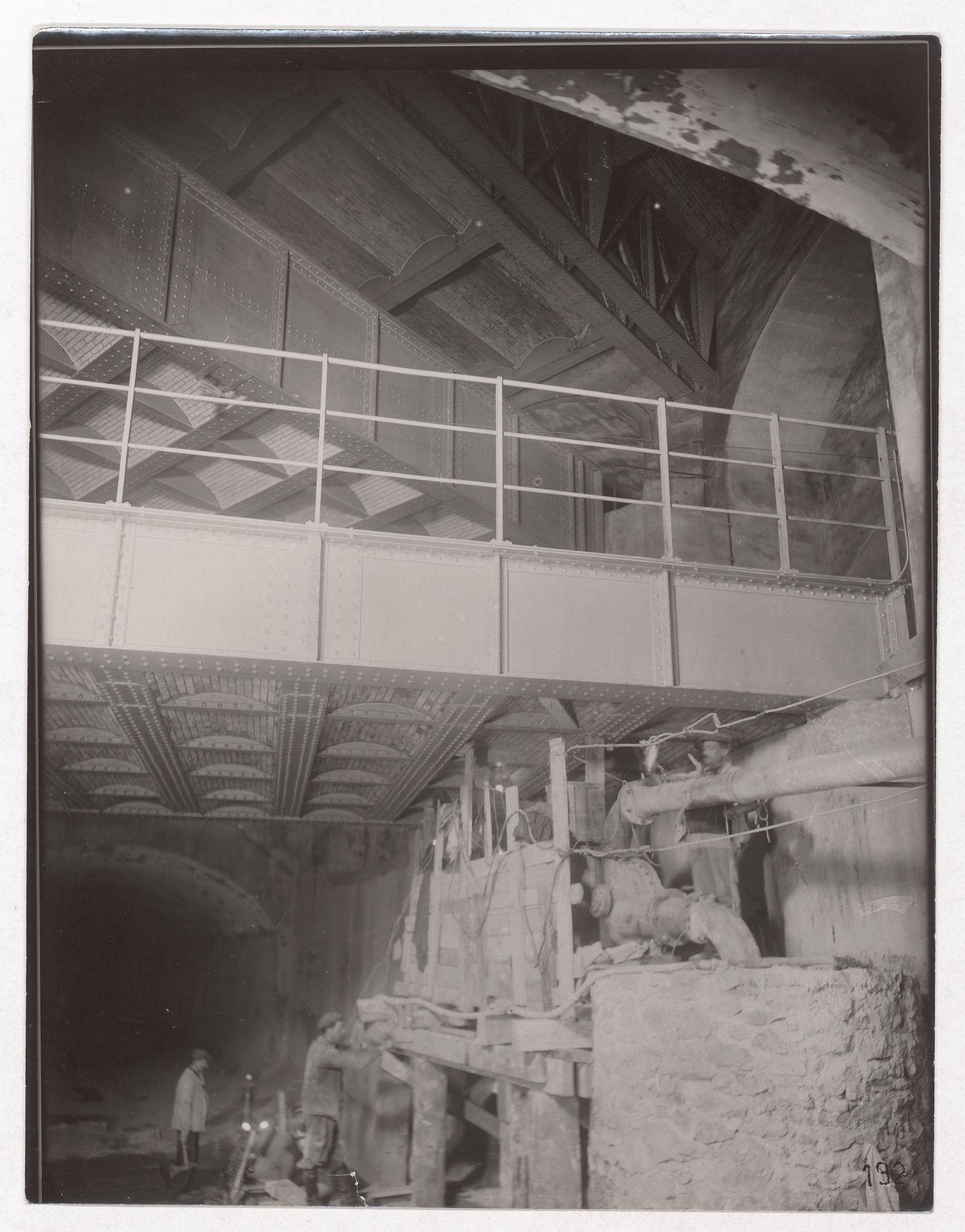 Construction of the Paris Metro, interior view of tunnel construction, Paris, France
