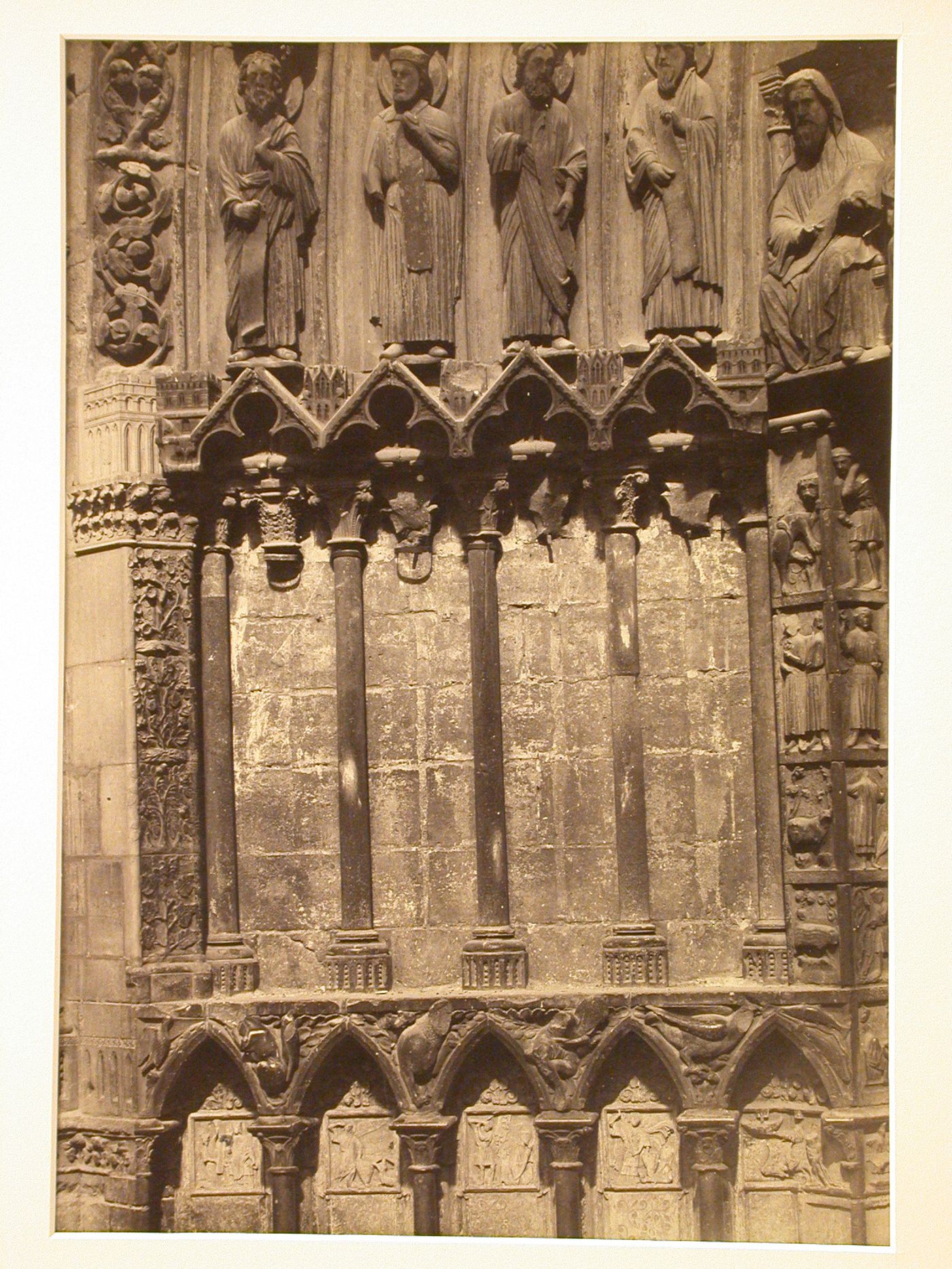 Detail of north jambs, north door, west façade, Notre-Dame de Paris, Paris, France