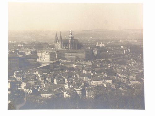 Plate from portfolio ''Svaty Vit (St. Vitus or St. Guy), various interior and exterior views of the cathedral under construction, Prague, Czech Republic''