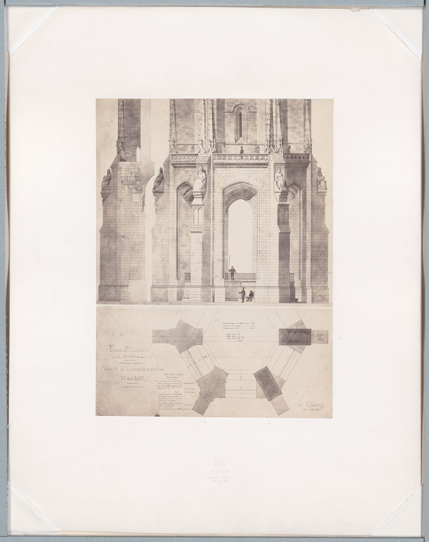 Photograph of drawing of Tour Saint-Michel, Bordeaux