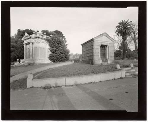 View of Colton and Houghton Mausoleums, Mountain View Cemetery, Oakland, California