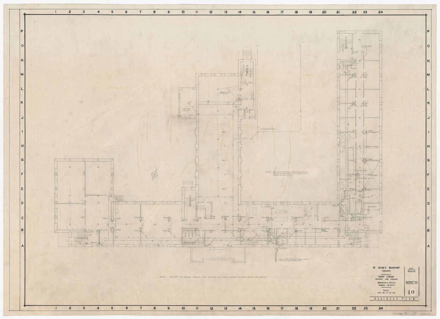 Plan de drainage pour Saint-Basil's Seminary, Toronto, Ontario