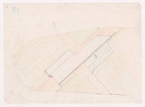 Axonometric sketch for Posto de abastecimento da SACOR, Matosinhos, Portugal