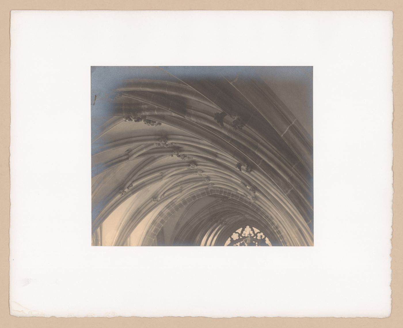Plate from portfolio ''Svaty Vit (St. Vitus or St. Guy), various interior and exterior views of the cathedral under construction, Prague, Czech Republic''