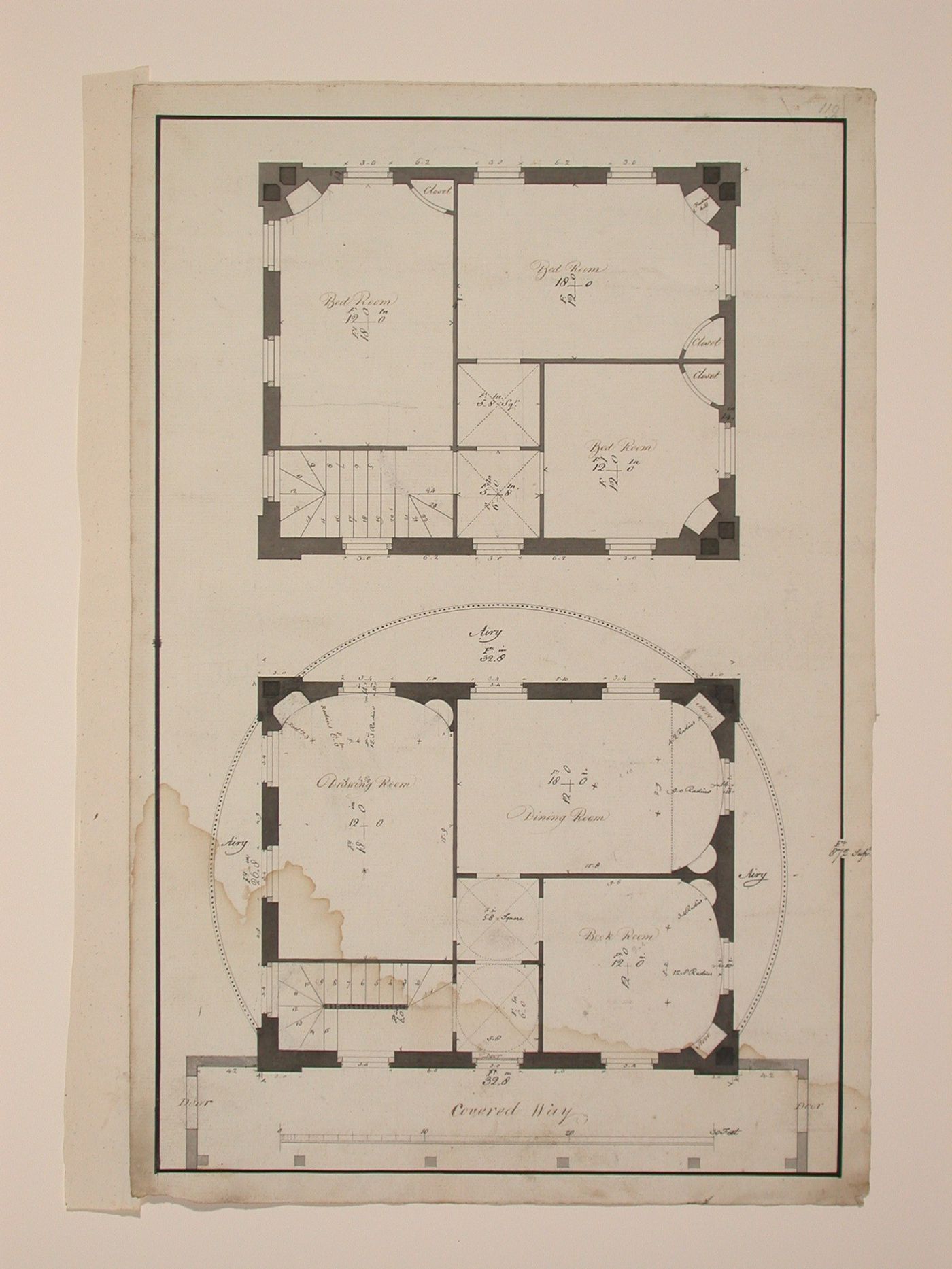Design for a Gothic Villa - ground floor and bedroom plans