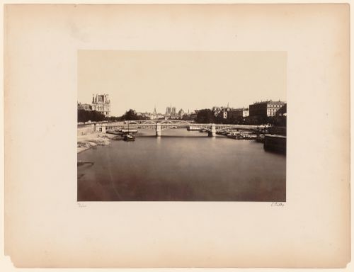 East view of the Seine and Pont de Solferino, Île de la Cité in the distance, Paris, France