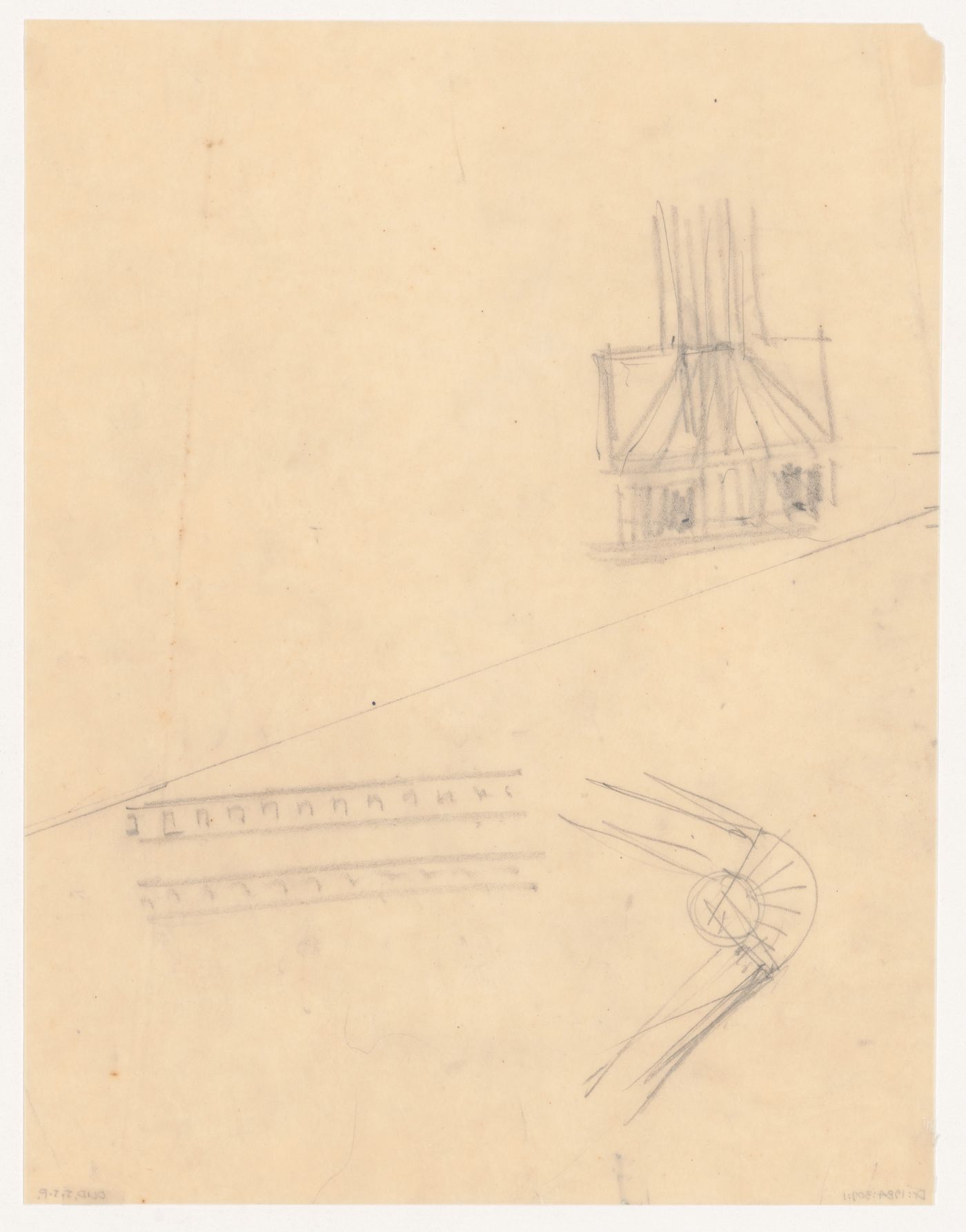 Sketched plan and elevation for a building, Netherlands