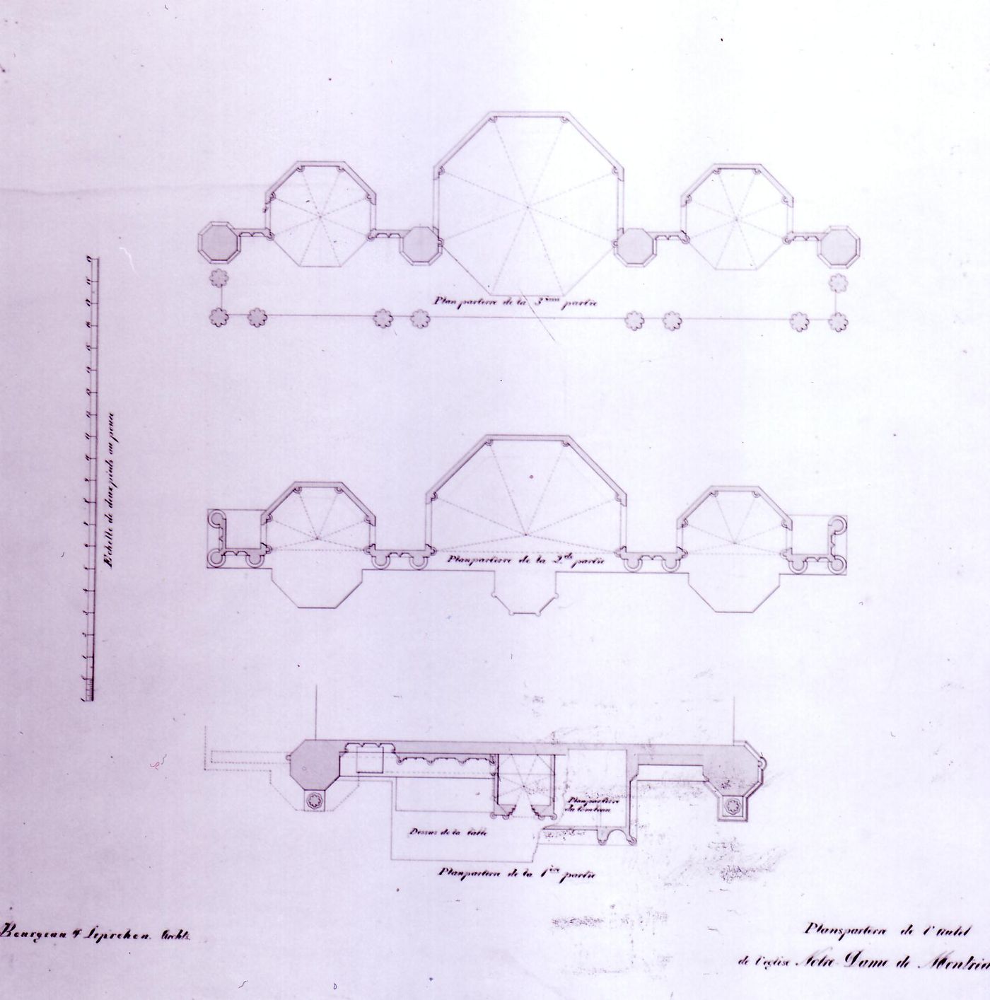 Plans for an altar for the interior design by Bourgeau et Leprohon for Notre-Dame de Montréal