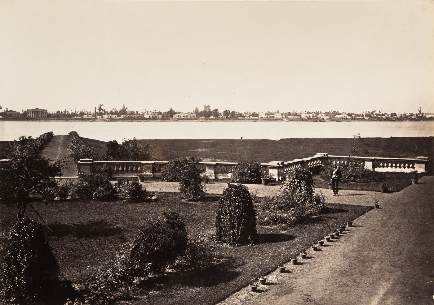 Distant View of Srirampur from the Government House [?] in Barrackpur, India.