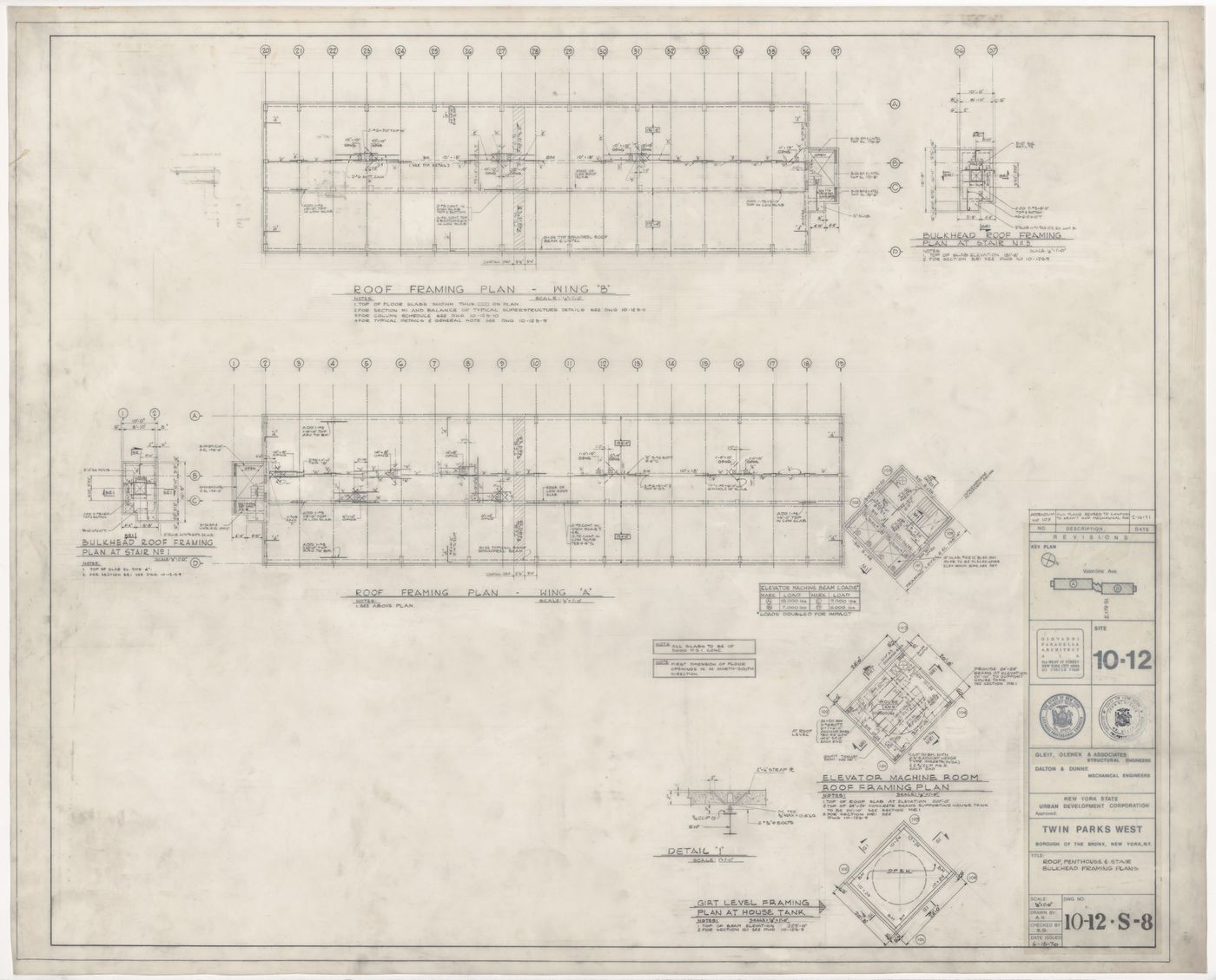 Framing plans for Twin Parks West, Site 10-12, Bronx, New York